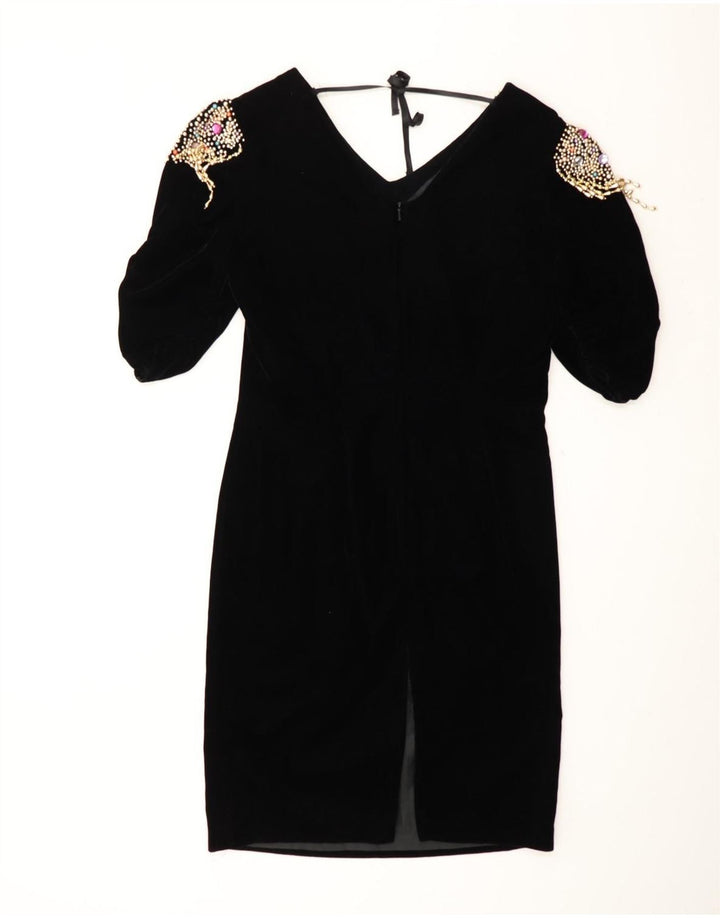 PUSZTA Womens 3/4 Sleeve Sheath Dress EU 40 Medium Black Polyester Vintage Puszta and Second-Hand Puszta from Messina Hembry 