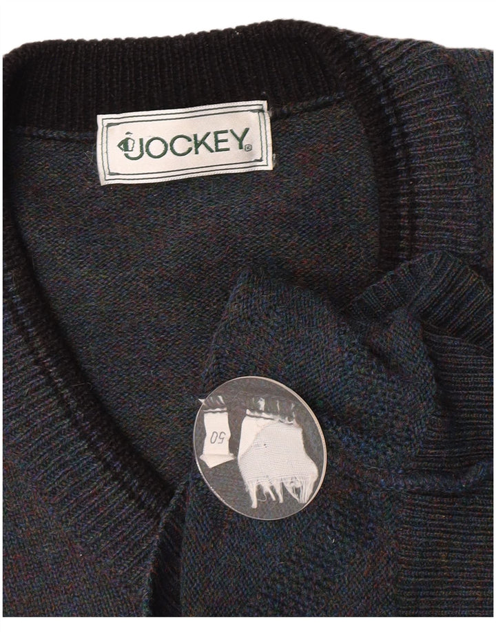 Męski sweter Jockey z dekoltem w kształcie litery V IT 50 Średni niebieski geometryczny