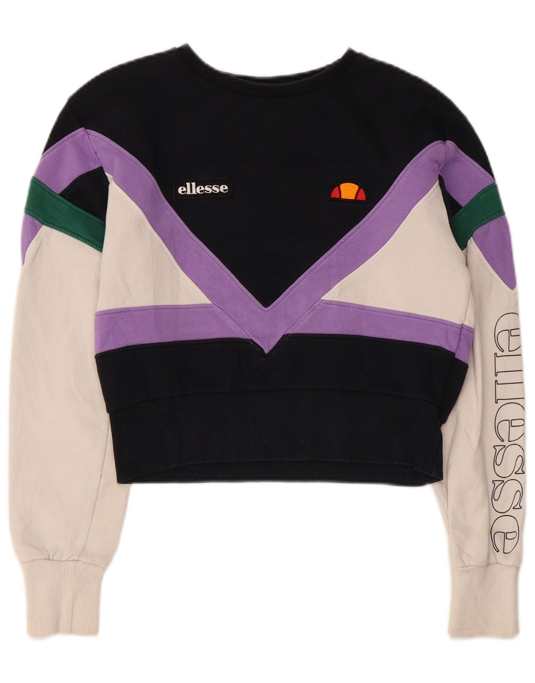 Damska bluza dresowa Ellesse, UK 8, mała, wielobarwna, z blokami kolorów