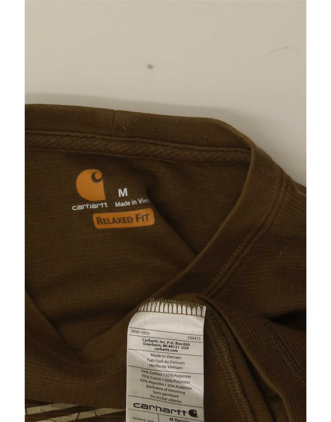 Męski top Carhartt o swobodnym kroju z grafiką, z długim rękawem, średnio zielony, bawełniany