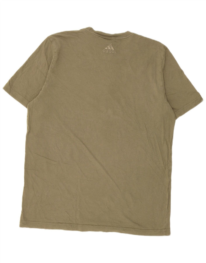 Męska koszulka z grafiką Adidas, średnia, bawełniana khaki