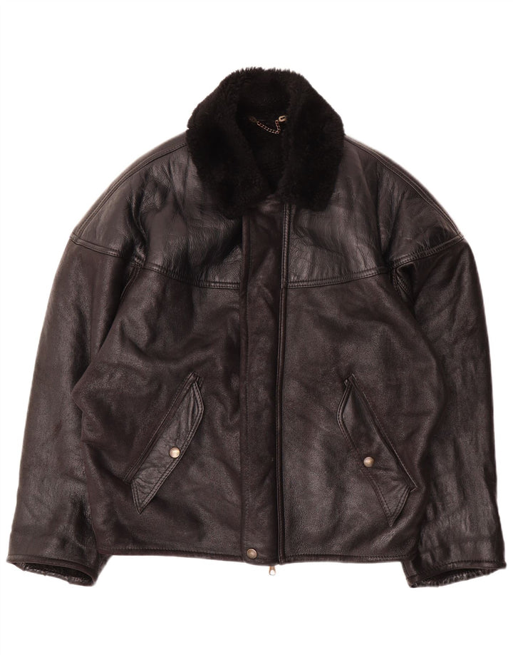 Vintage męska kurtka skórzana Sherpa IT 52 XL czarna