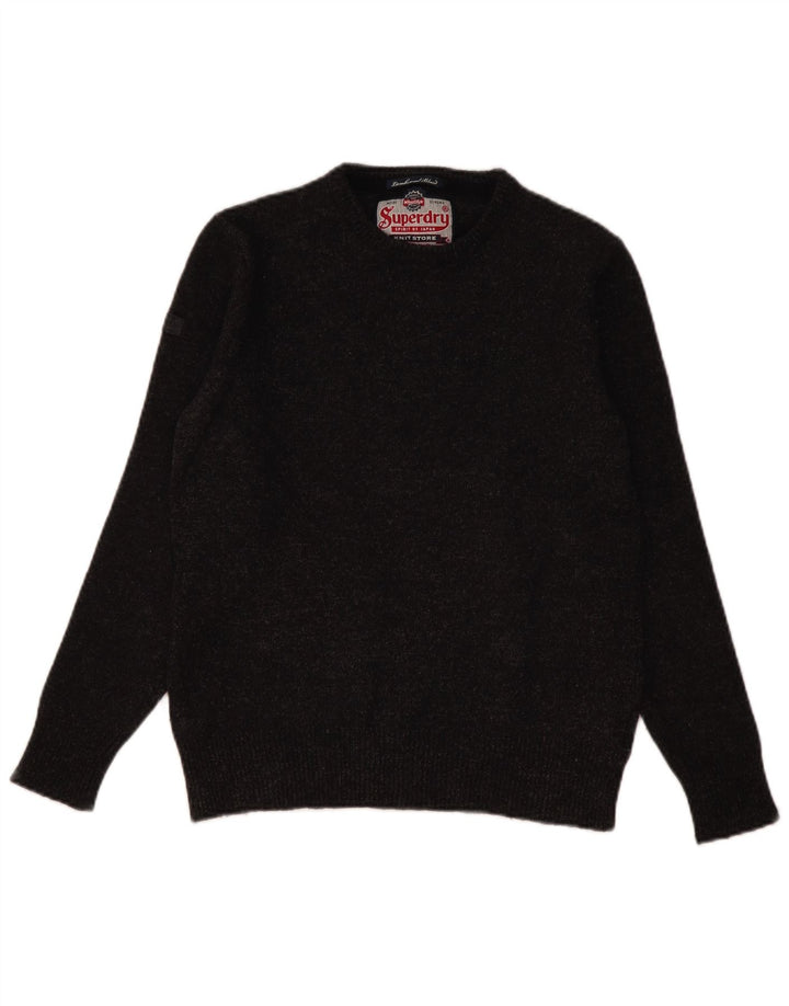 Męski sweter Superdry z okrągłym dekoltem, duży, szary, z owczej wełny