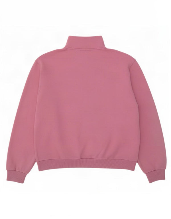 Hollister Womens Oversized Zip Neck Sweatshirt Jumper UK 14 Medium Pink