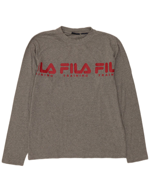 Fila Mens Graphic Top Long Sleeve Medium Grey Cotton