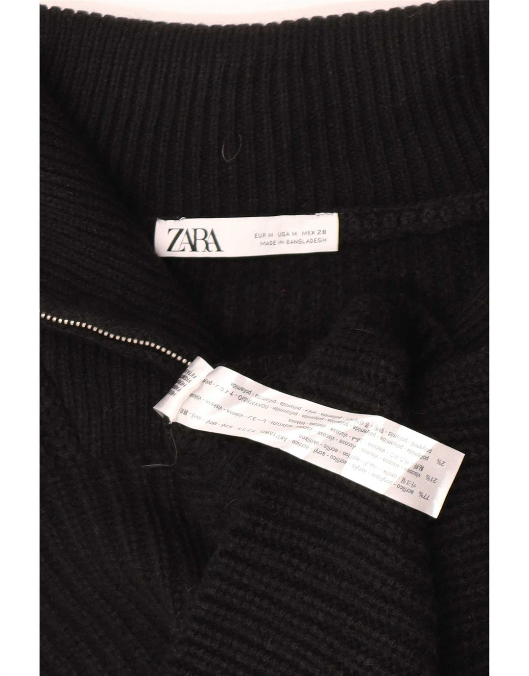 Damski podkoszulek Zara Oversize z krótkim rękawem i zamkiem błyskawicznym UK 14, średni czarny