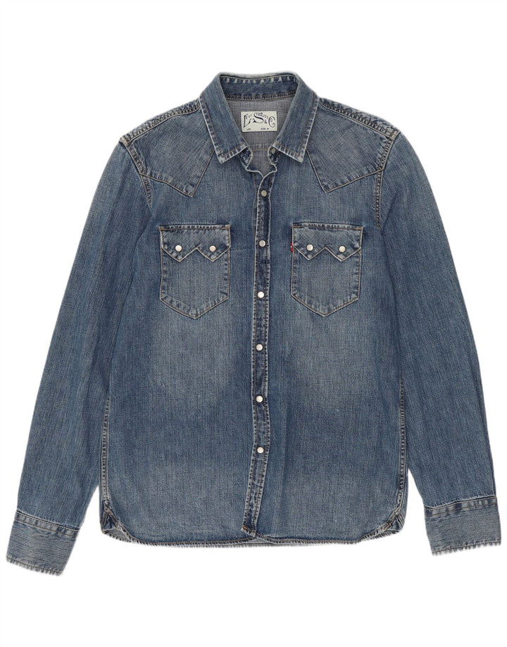Męska koszula dżinsowa Levi's Western, średnioniebieska, bawełniana