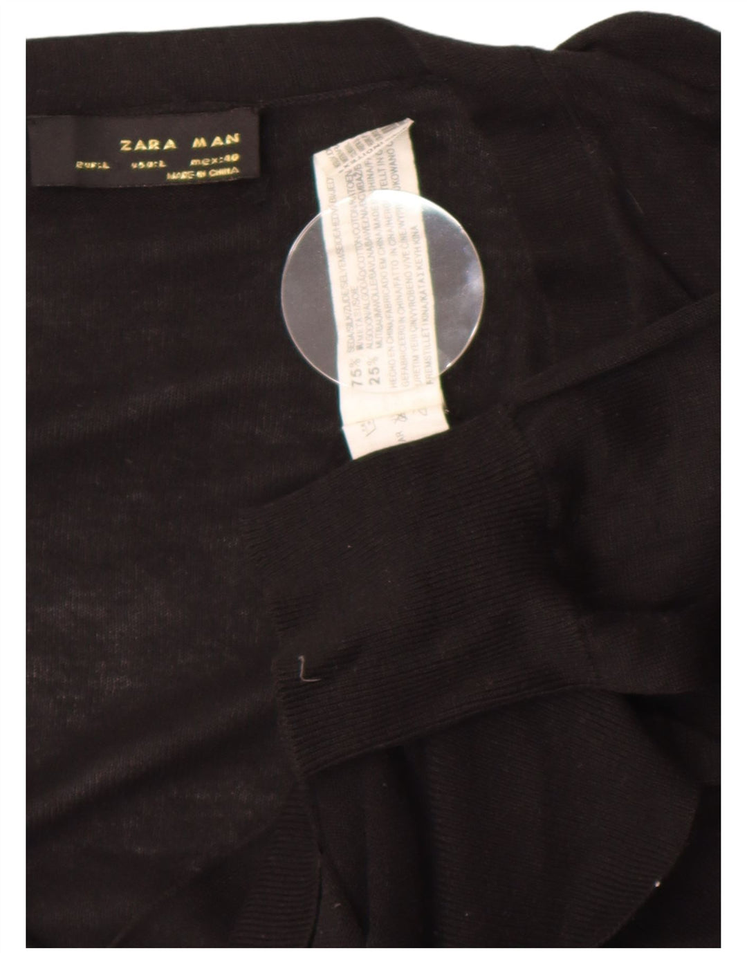 Zara Męski sweter rozpinany, duży, czarny, jedwabny