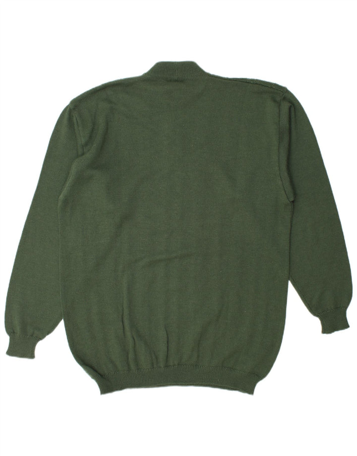 Vintage męski sweter z golfem, duży, zielony