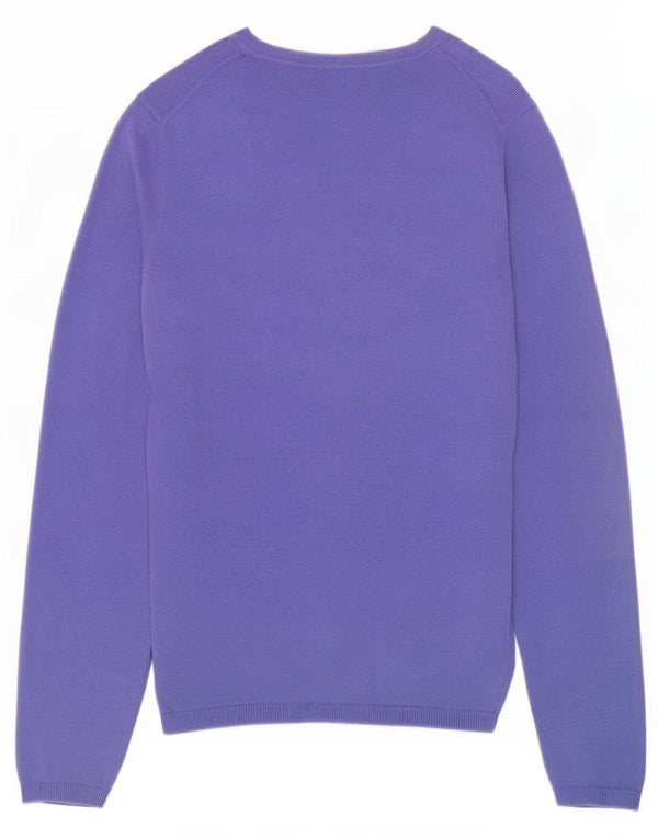Sweter damski Tommy Hilfiger z dekoltem w kształcie litery V, UK 10, mały, fioletowy, bawełniany