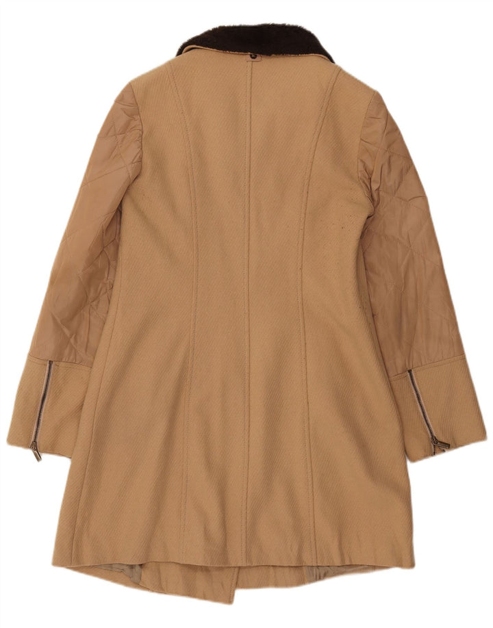 Czarny płaszcz damski Penny UK 12, wełna w kolorze średniego beżu