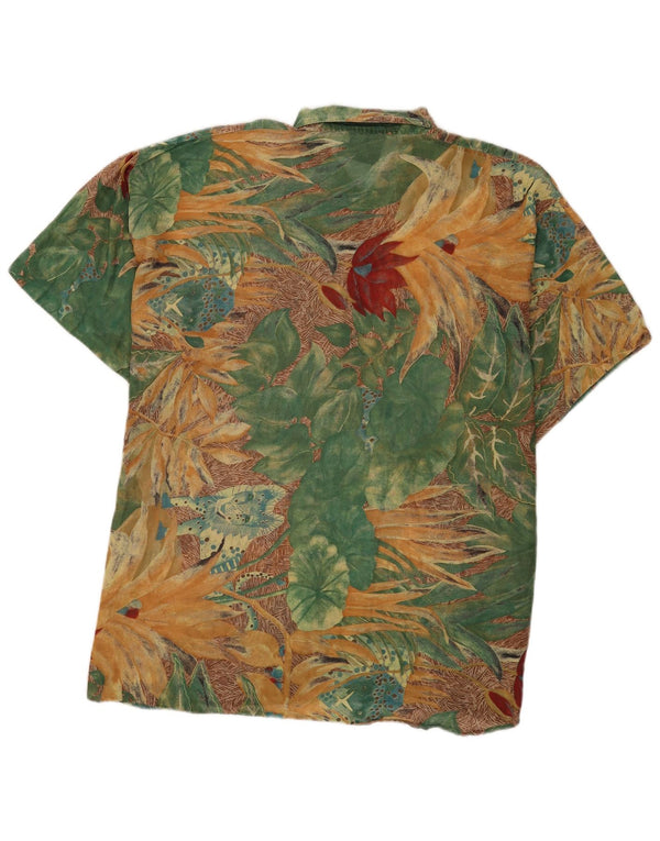 Vintage męska koszula pulowerowa z krótkim rękawem IT 54 XL, wielobarwna w kwiaty