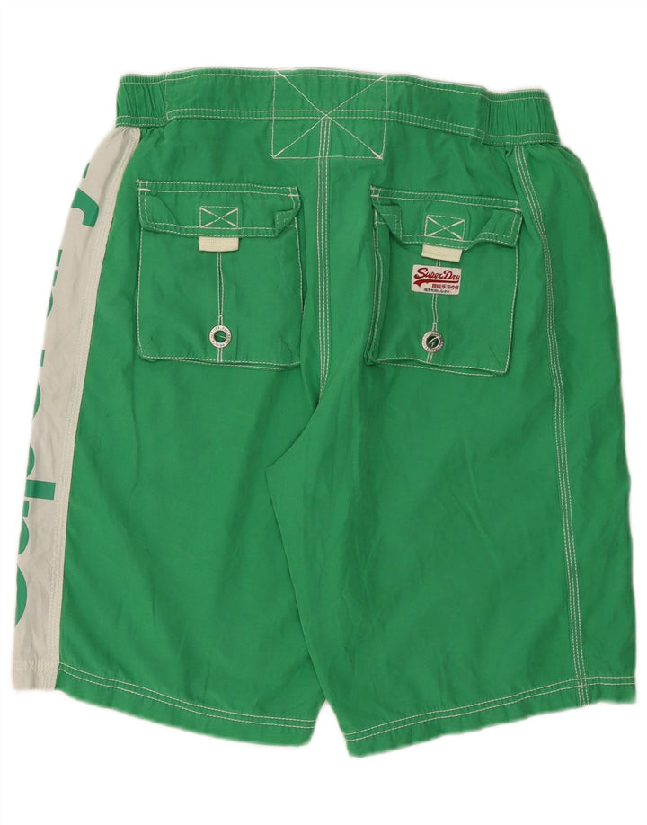 Męskie spodenki kąpielowe Superdry z grafiką XL, zielone, poliestrowe z blokami kolorów