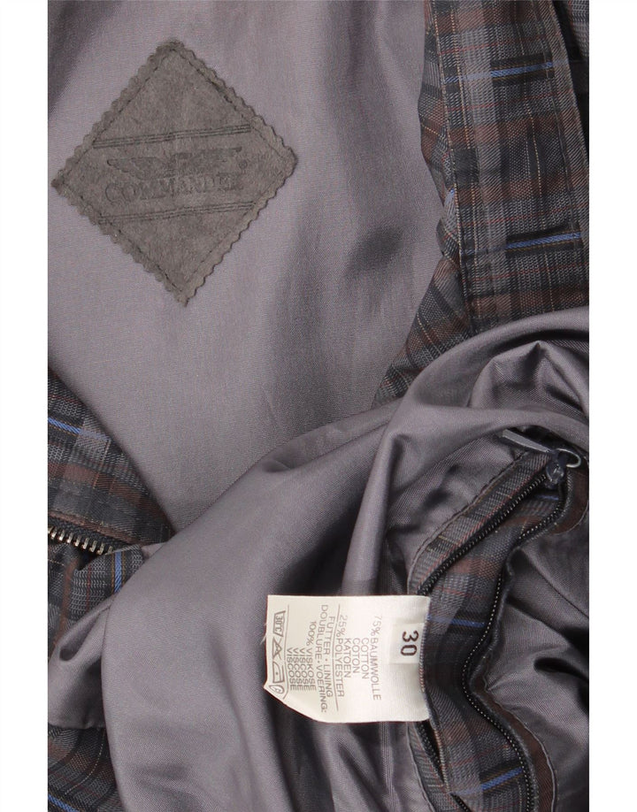 COMMANDER Mens Bomber Jacket UK 44 2XL Grey Check Cotton Vintage Commander and Second-Hand Commander from Messina Hembry 