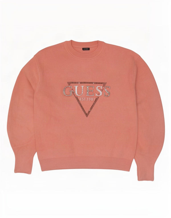 Damski sweter Guess o luźnym kroju z okrągłym dekoltem, UK 6 XS, różowy