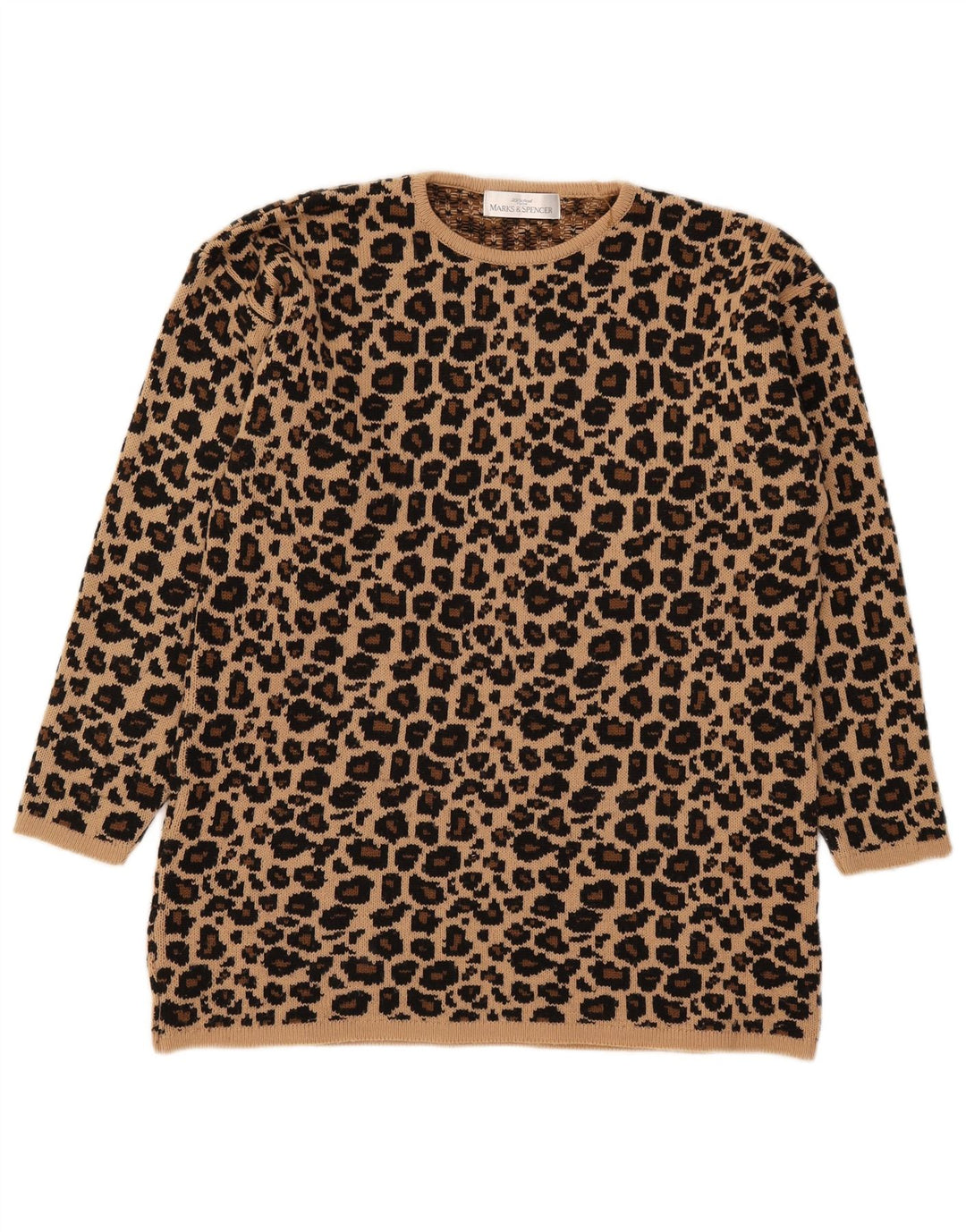 Marks & Spencer Damski sweter z okrągłym dekoltem, UK 14, duży brązowy