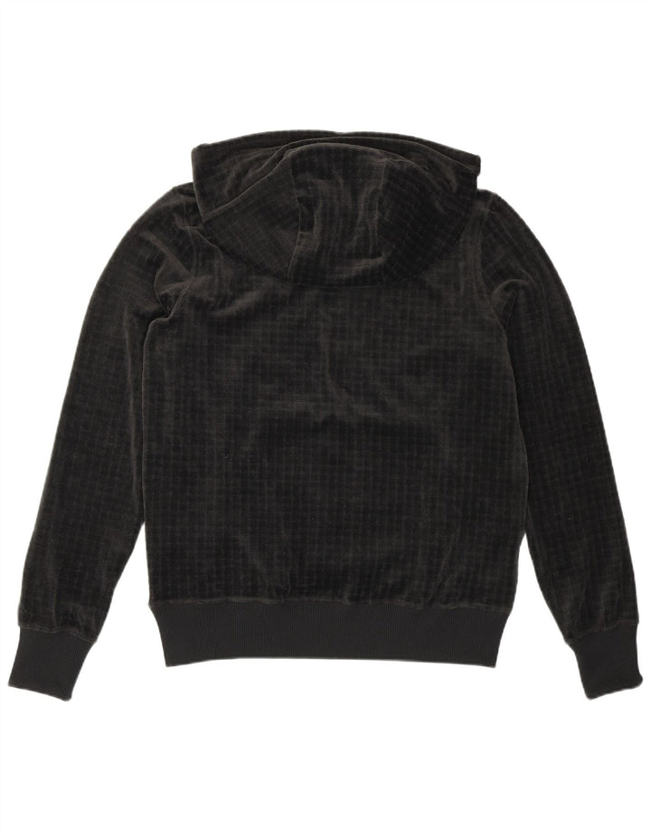 NIKE Womens Velour Oversized Hoodie Jumper UK 10 Small Black Check