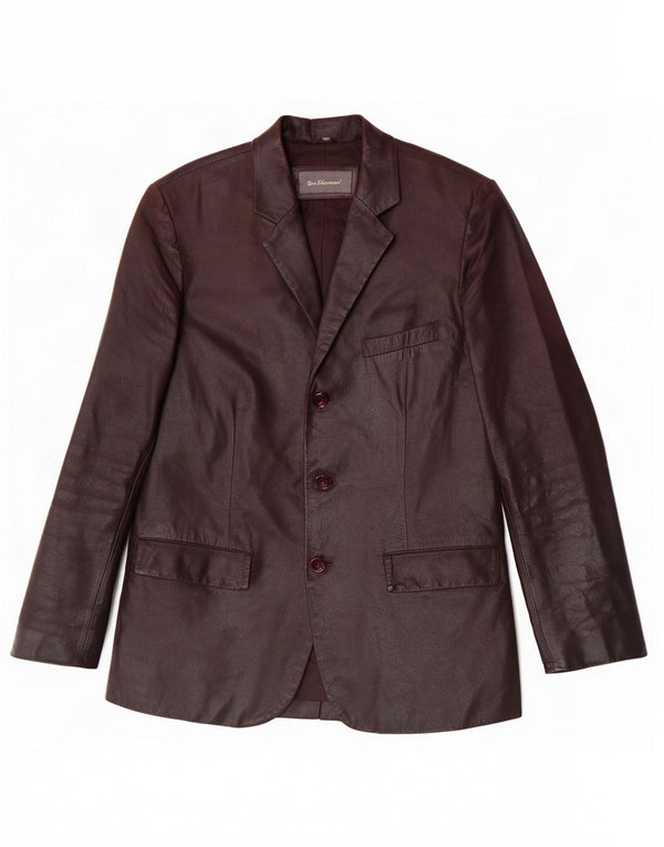 Ben Sherman Męska skórzana marynarka zapinana na 3 guziki UK 38 Średni brąz