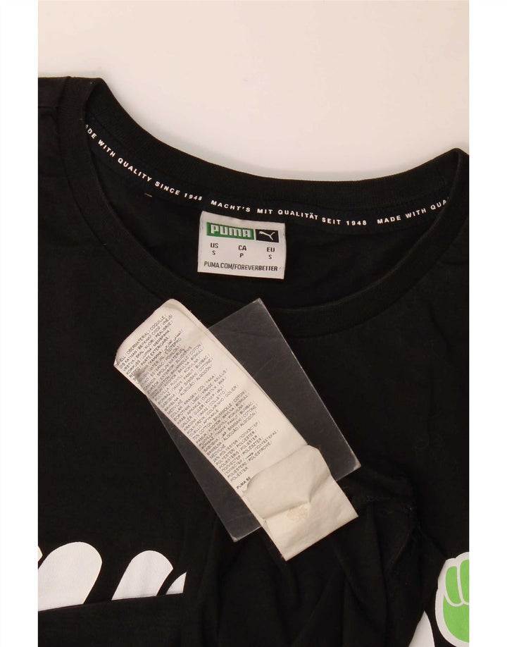 Męski T-shirt z grafiką Puma, mały, czarny, bawełniany