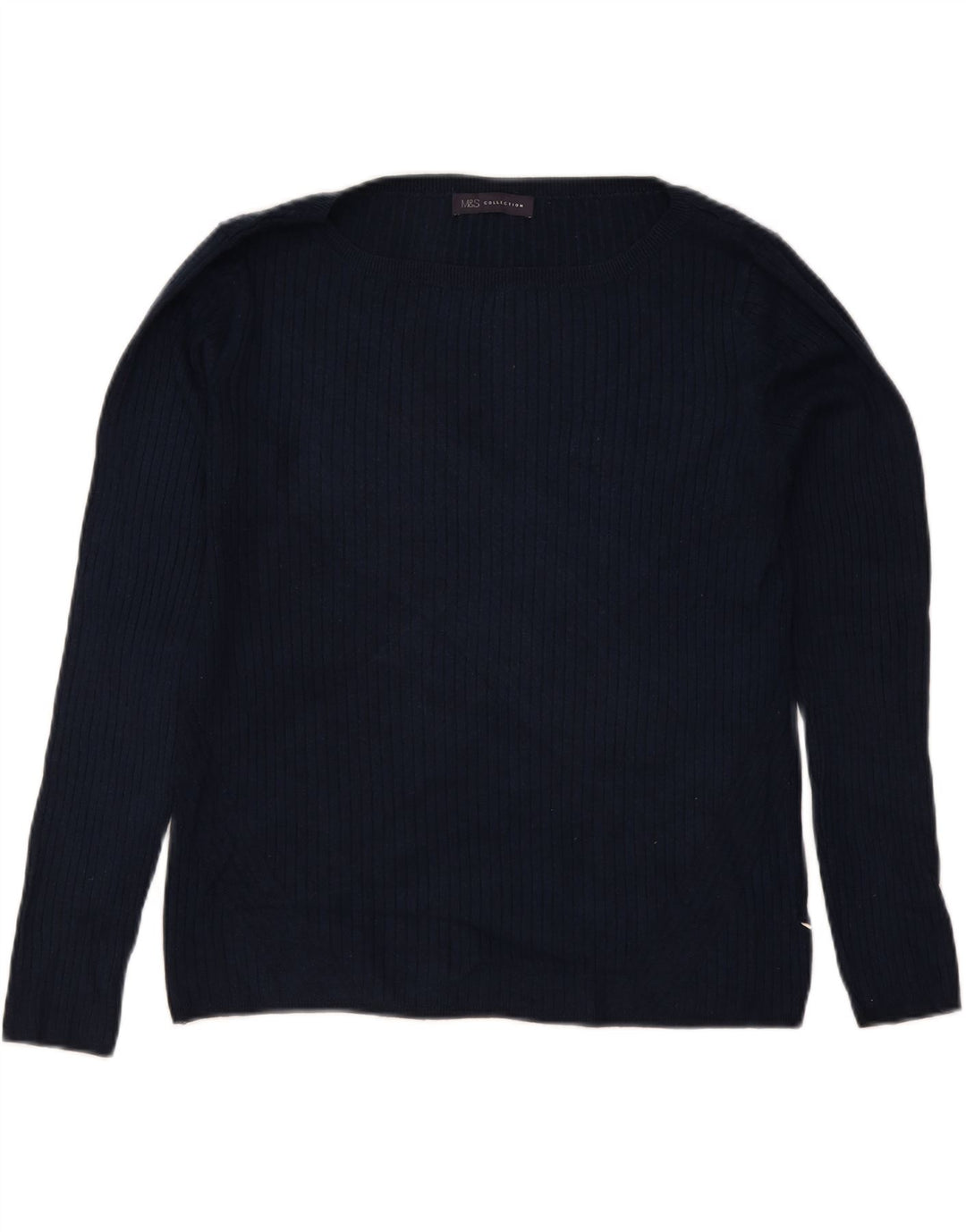 Marks & Spencer Damski sweter z dekoltem w łódkę, UK 12, średni granatowy