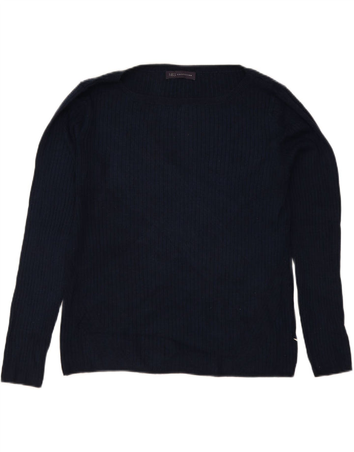 Marks & Spencer Damski sweter z dekoltem w łódkę, UK 12, średni granatowy
