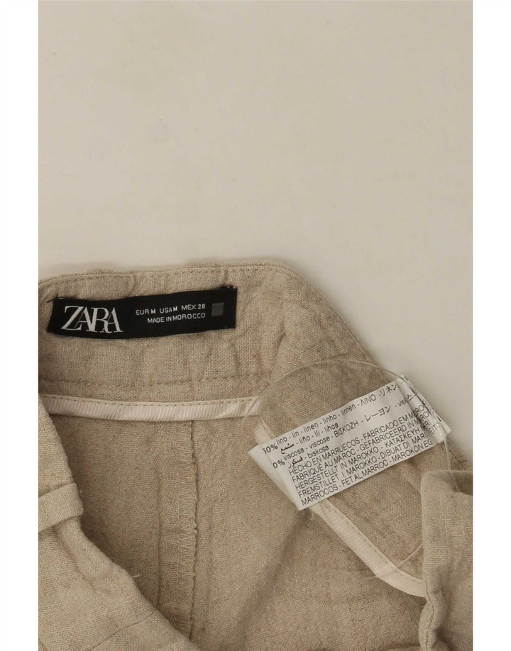 Damskie spodenki z wysokim stanem Zara, średnie W28, beżowe, lniane