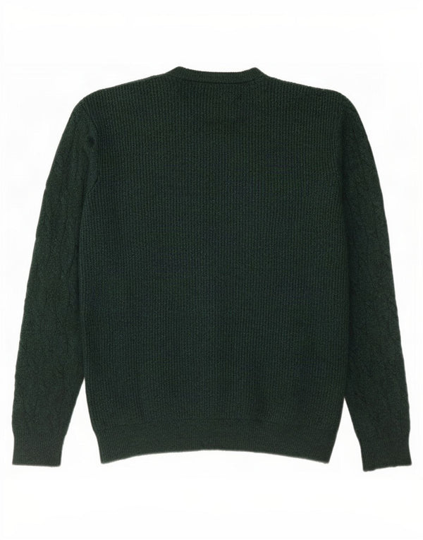 Marks & Spencer Męski sweter z okrągłym dekoltem, duży, zielony poliamid