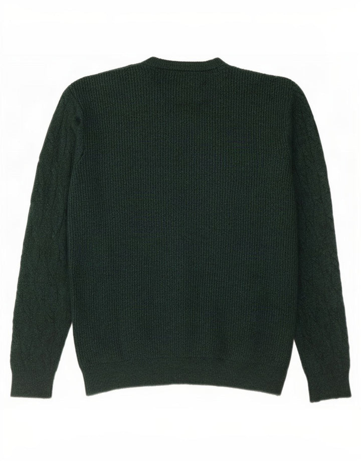 Marks & Spencer Męski sweter z okrągłym dekoltem, duży, zielony poliamid