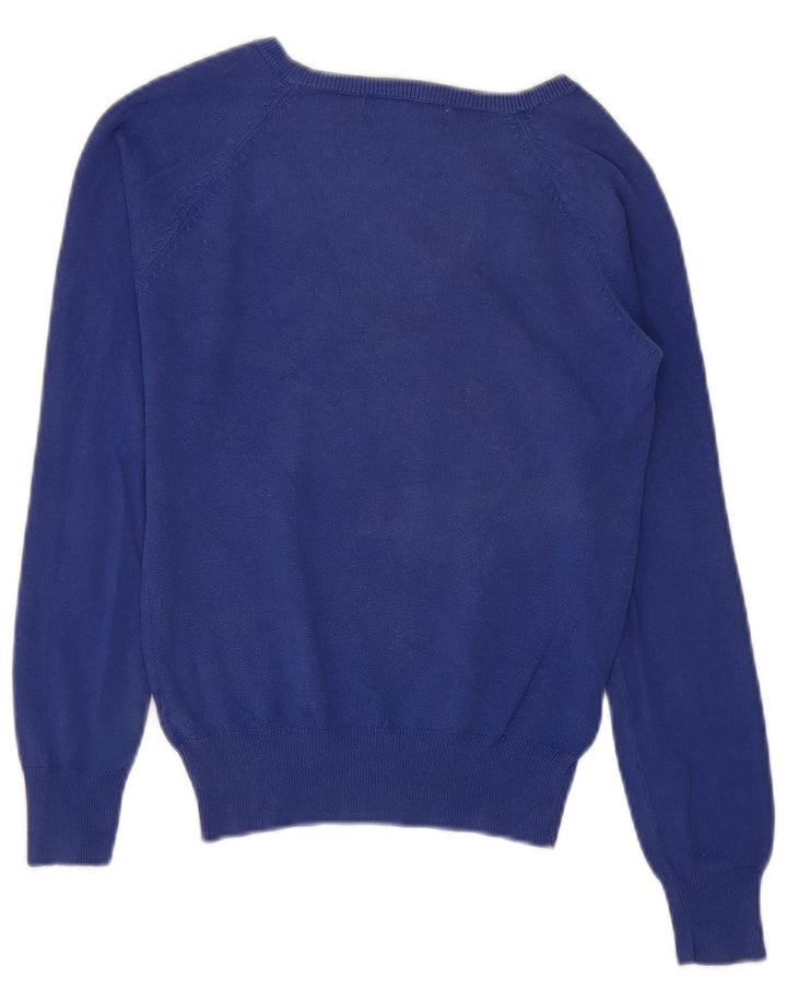 Sweter damski Zara z dekoltem w kształcie litery V, UK 10, mały niebieski