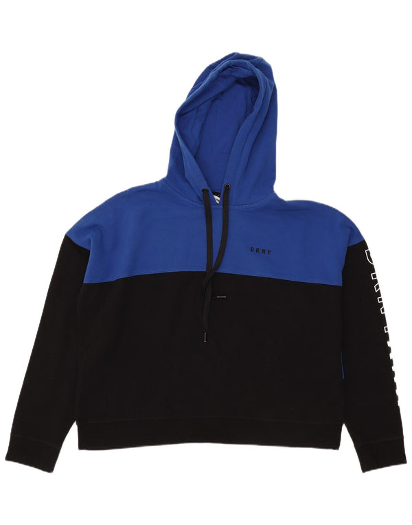 Damski sweter z kapturem Dkny Crop Graphic UK 16, duży niebieski blok kolorów