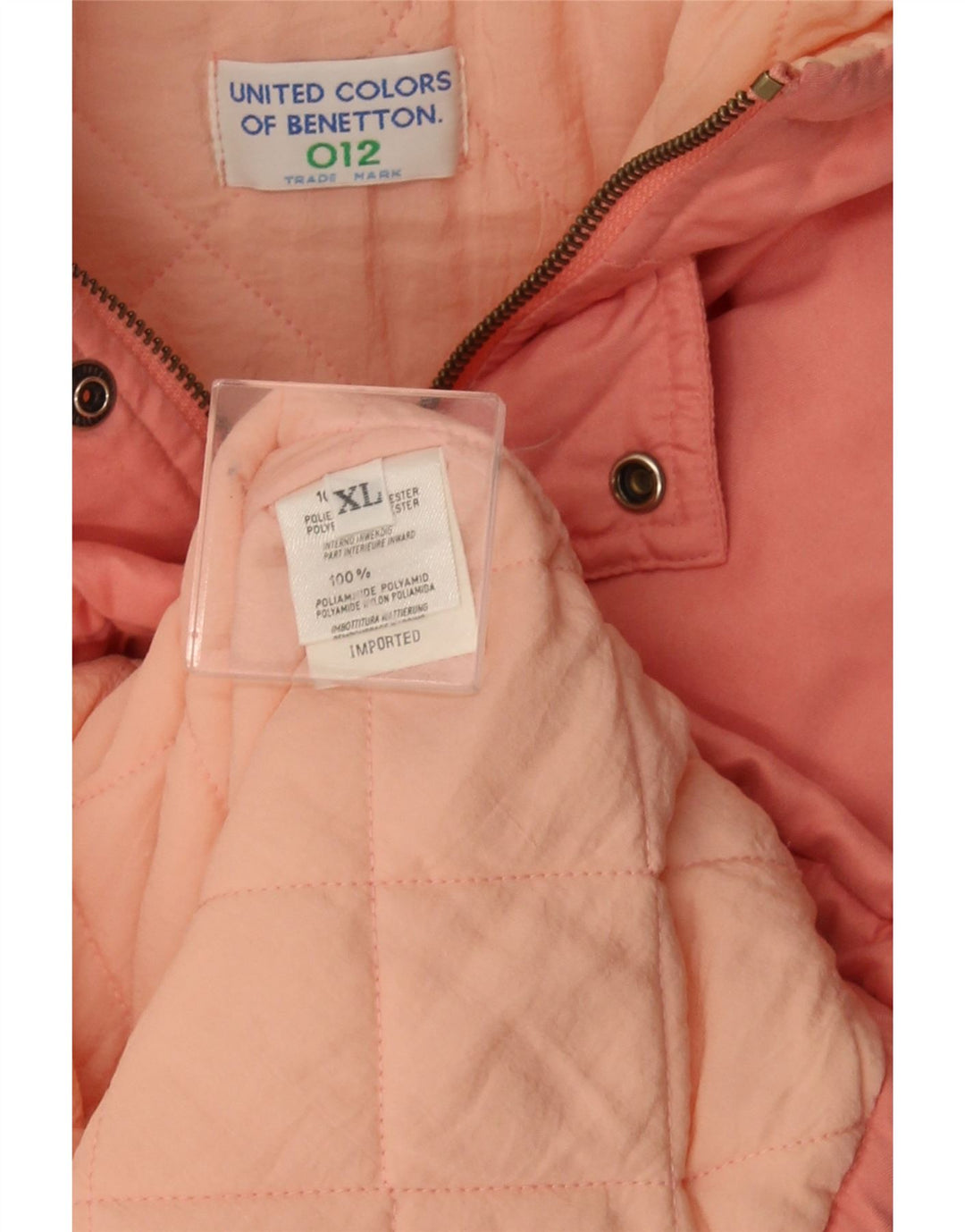 Damska ocieplana kurtka z kapturem Benetton UK 18 XL, różowy poliester