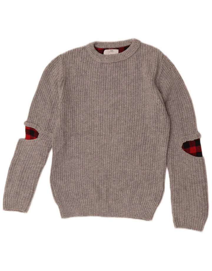 Zara Chłopięcy sweter z dekoltem w łódkę 9-10 lat Szary poliester