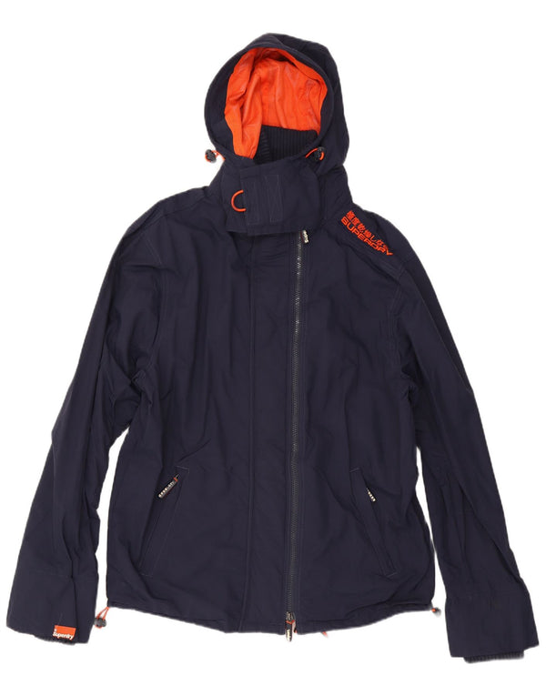 Męska wiatrówka z kapturem Superdry UK 44 2XL Granatowy nylon