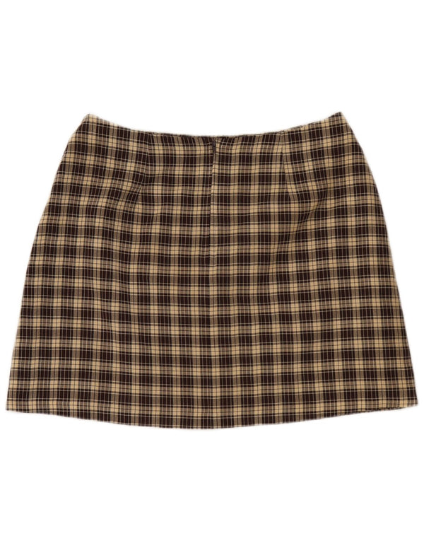 Dorothy Perkins Damska mini spódniczka UK 16 duża W32 brązowa kratka poliester