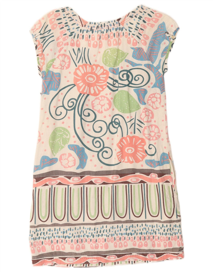 WHITE STUFF Damska sukienka typu shift UK 8 Mała, biała, lniana w kwiaty