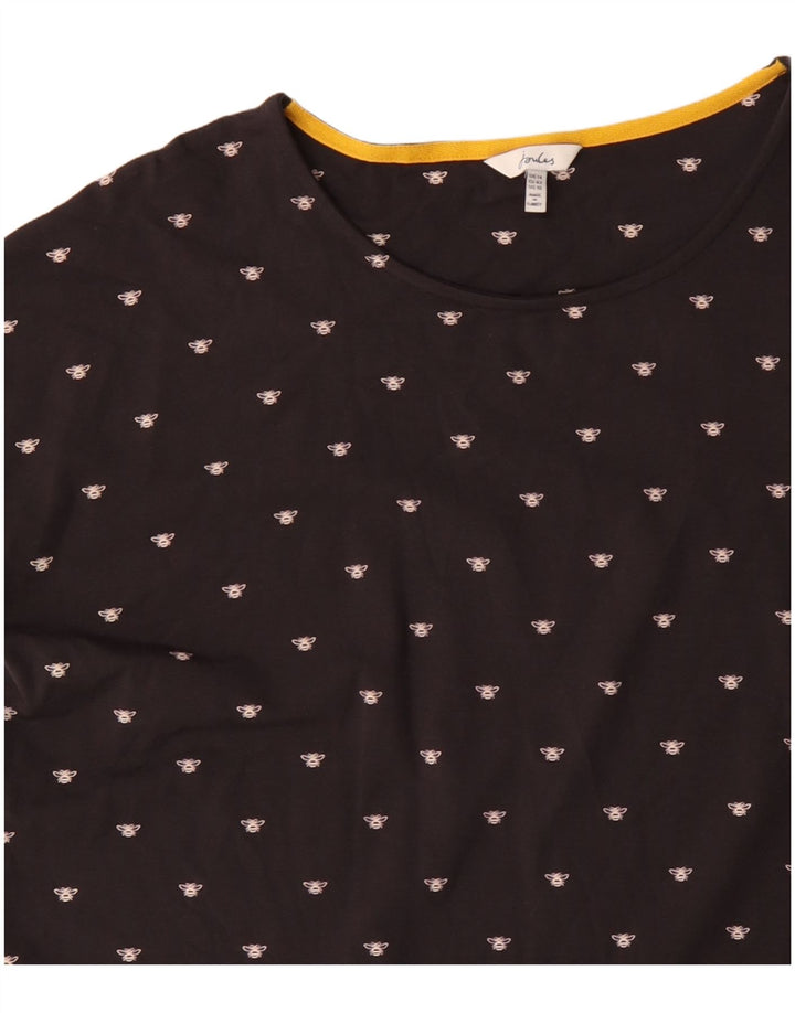 Damska koszulka oversize JOULES z abstrakcyjnym wzorem UK 14, duża czarna