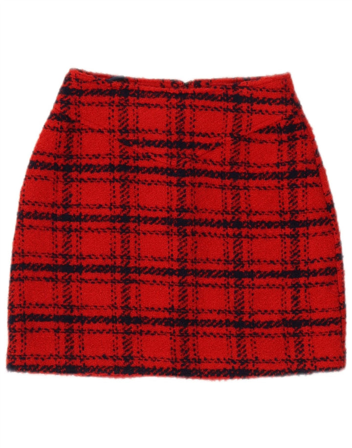 Damska spódniczka mini Piombo IT 38 XS W26, poliester w czerwoną kratę