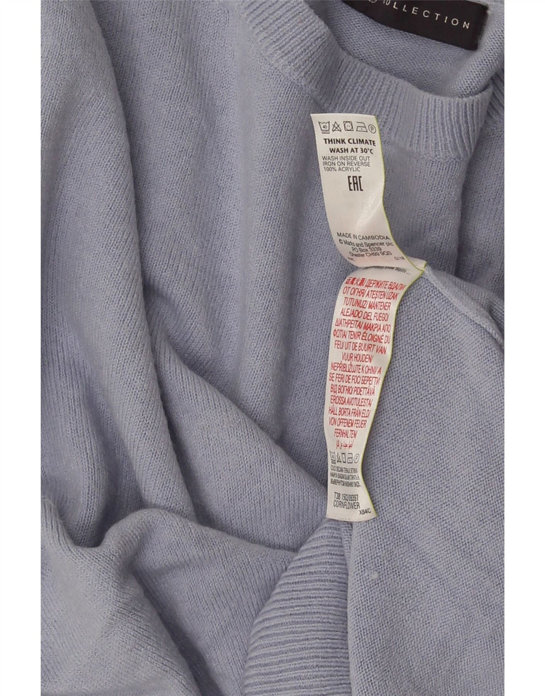 Marks & Spencer Damski sweter z okrągłym dekoltem UK 14, średni niebieski akryl