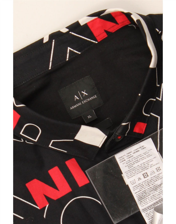 ARMANI EXCHANGE Męska koszula z grafiką w abstrakcyjny wzór XL, czarna, bawełniana
