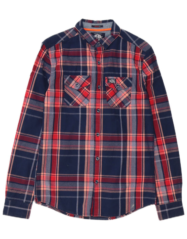 Koszula męska Superdry XS, bawełniana, granatowa w kratkę
