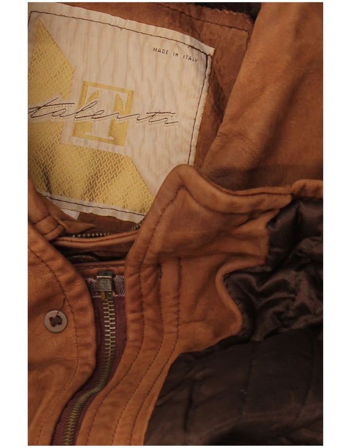 Męski płaszcz skórzany VINTAGE UK 42 XL brązowy