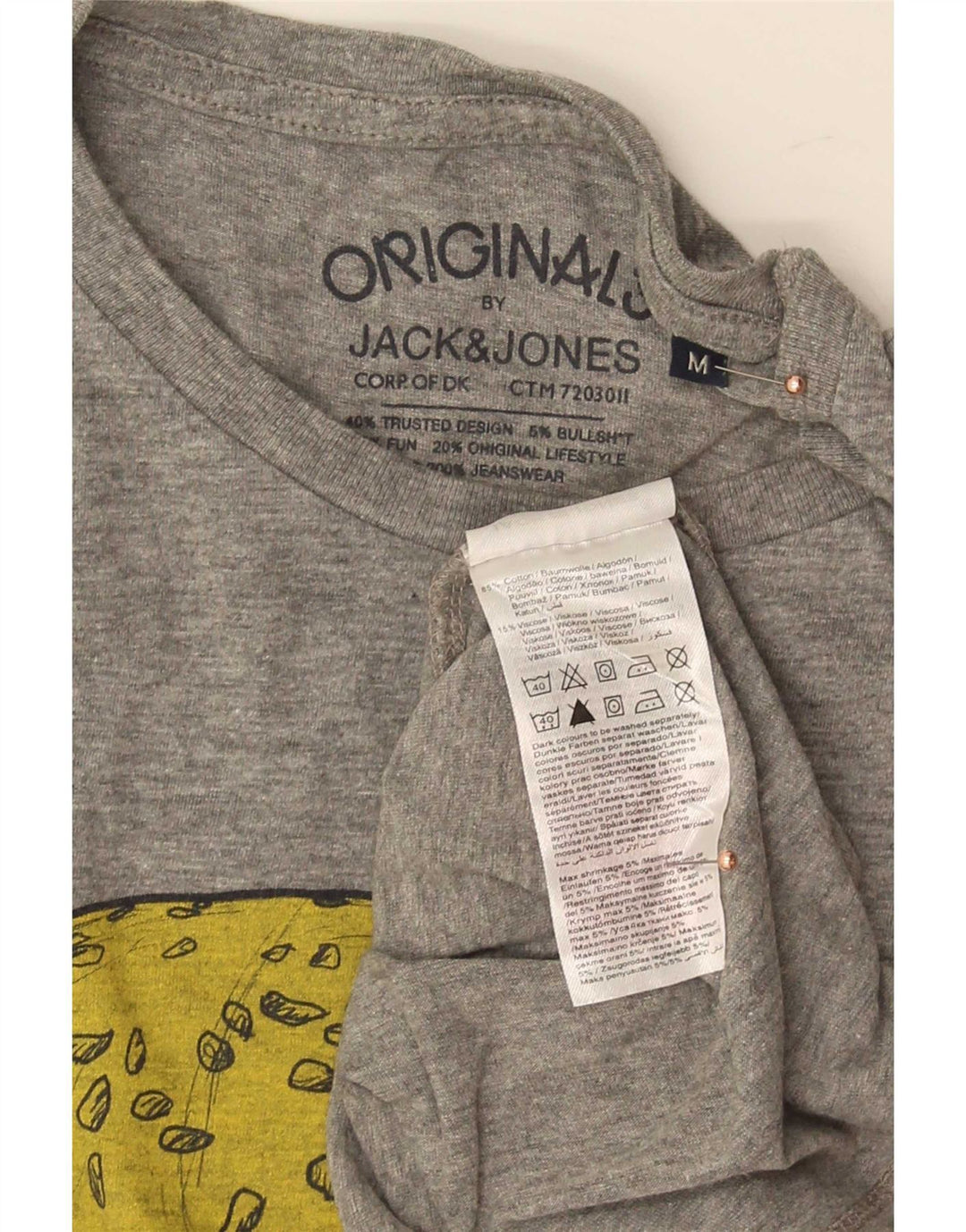 Męski T-shirt z grafiką Jack & Jones, średnioszary, bawełniany