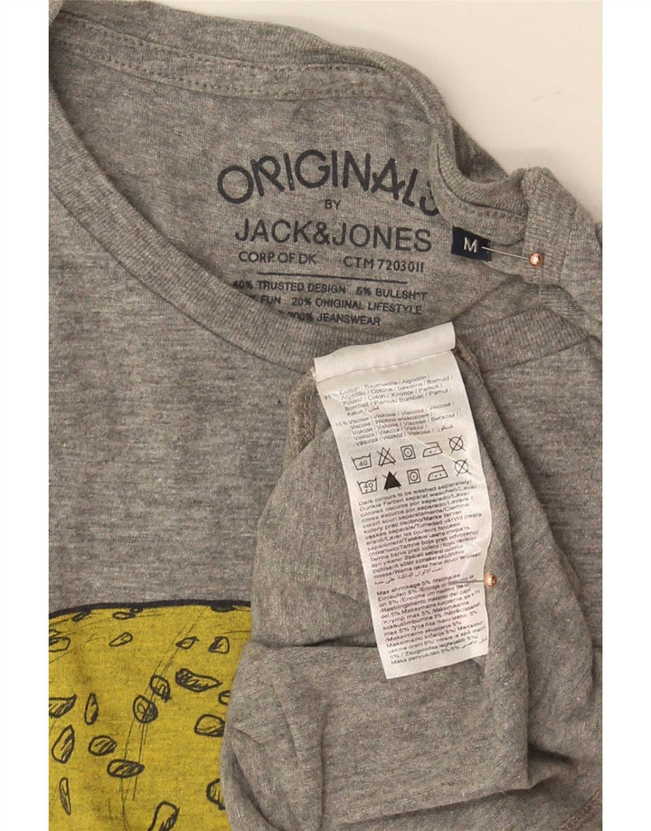 Męski T-shirt z grafiką Jack & Jones, średnioszary, bawełniany