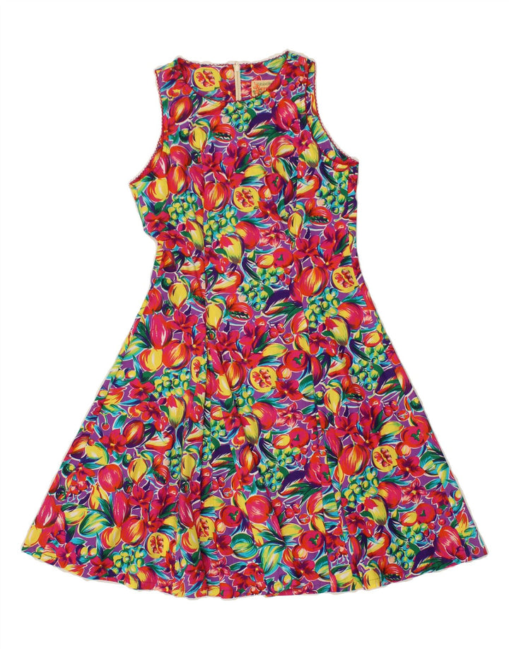 VINTAGE Womens Sleeveless A-Line Dress IT 42 Medium Multicoloured Floral Vintage Vintage and Second-Hand Vintage from Messina Hembry 
