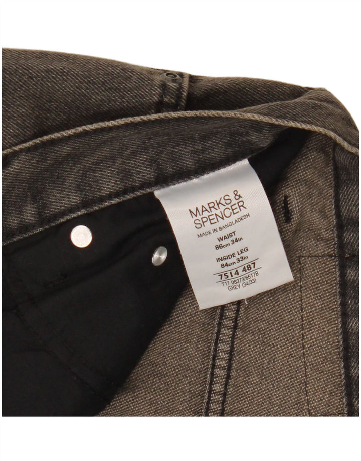 Marks & Spencer Męskie niebieskie dżinsy Harbour Straight W34 L26 Szara bawełna