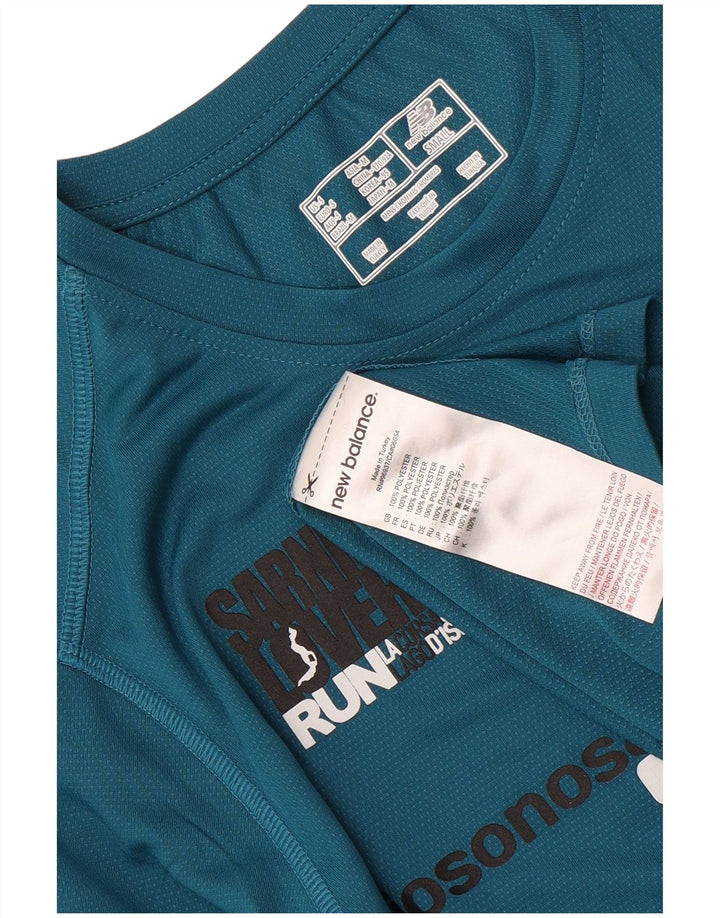 Męski T-shirt z grafiką New Balance, mały, niebieski poliester