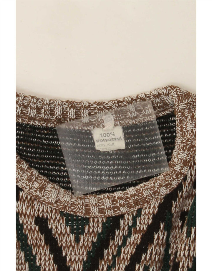 Sweter męski z okrągłym dekoltem w stylu vintage IT 52, duży, wielokolorowy, geometryczny