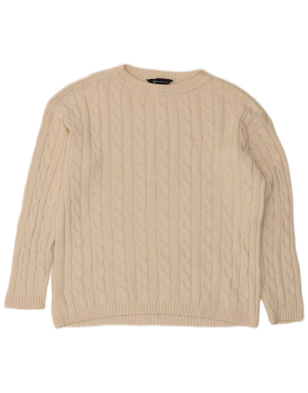 Crew Clothing Damski sweter z golfem UK 14, duży, biały, bawełniany