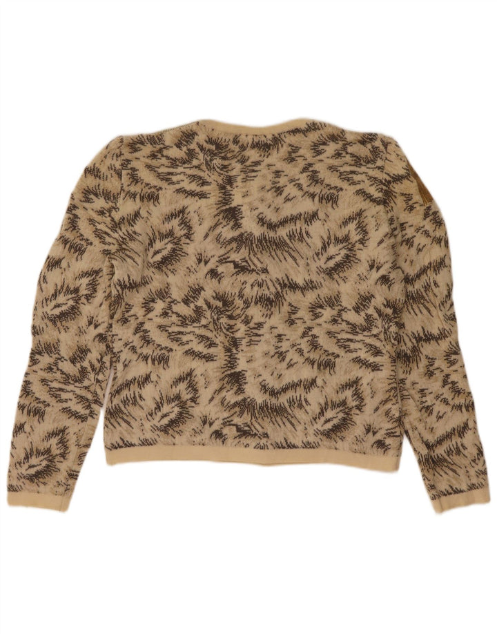 Damski sweter rozpinany Roccobarocco z abstrakcyjnym wzorem UK 8 Small Beige