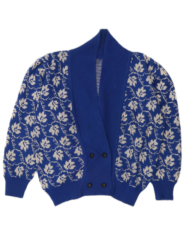 Sweter damski w stylu vintage, brytyjski 18 XL, niebieski w kwiaty